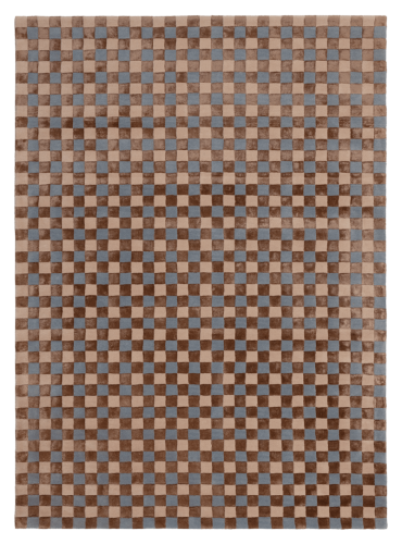 Dywan szachownica Carpets & More X Magda Fornal 5016 FLICKER BLUE BEIGE BROWN Classics