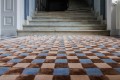 Dywan szachownica Carpets & More X Magda Fornal 5016 FLICKER BLUE BEIGE BROWN Classics