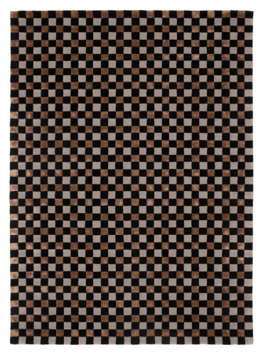 Dywan szachownica Carpets & More X Magda Fornal 5018 FLICKER BLACK GREY BROWN Classics