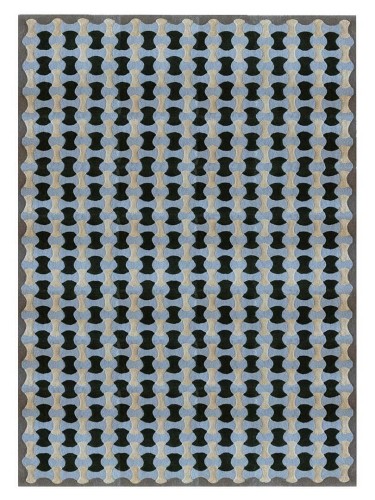 Dywan geometryczny Carpets & More X Magda Fornal 5047 SCALLOP BLUE CREAM DARK GREEN Classics