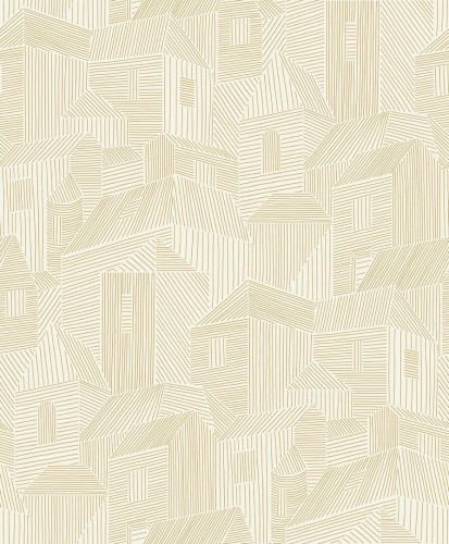 Tapeta domki ze złotych kresek Caselio 107180228 Village Moonlight III