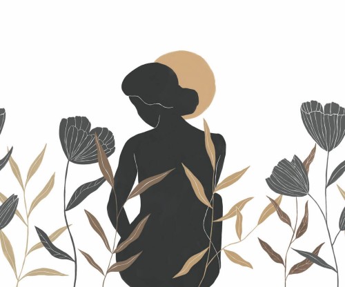 Mural z subtelną poetycką sylwetką Caselio 107240907 S Moon Woman Moonlight III