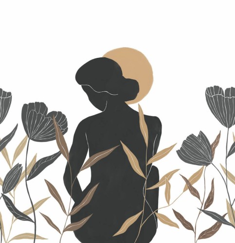 Mural z subtelną poetycką sylwetką Caselio 107240909 L Moon Woman Moonlight III