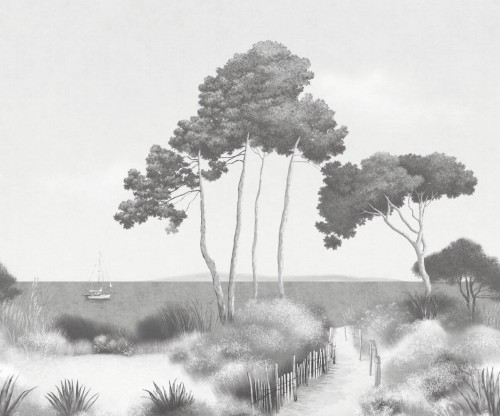 Mural z widokiem na sosny i ocean Caselio 107270907 S Ocean Seaside Moonlight III