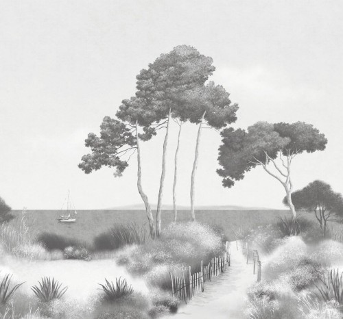 Mural z widokiem na sosny i ocean Caselio 107270909 L Ocean Seaside Moonlight III