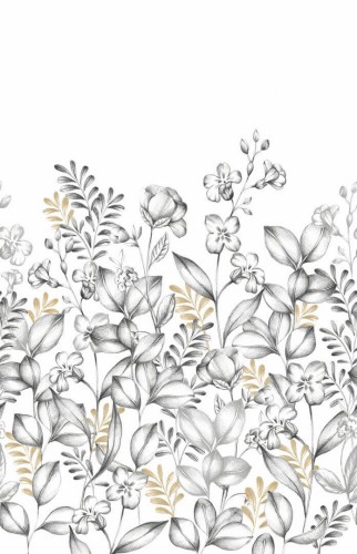Mural okazałe kwiaty i liście Caselio 107280904 L Golden Florescence Moonlight III