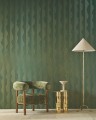 Tapeta metaliczne linie zielono-złota Casamance 74910406 Strie Ecrin