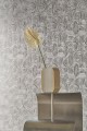 Tapeta zakrzywione linie na metalicznej folii srebrna Casamance 75101630 Dresden Ecrin