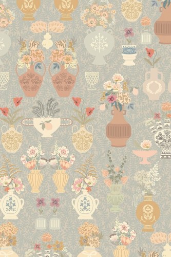 Mural roślinny - wazony, kwiatym liście Majvillan 902-03 Summer Spritz A Sipp of Summer's Spell