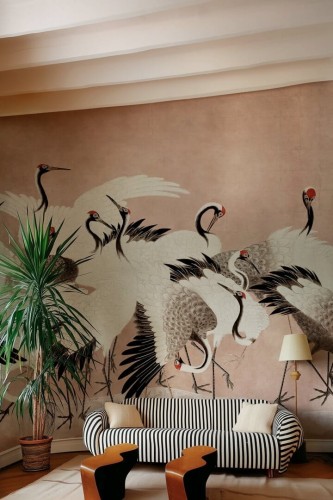 fototapeta tańczące żurawie Rebel Walls R20902 Dancing Cranes Eden Escape