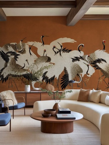 fototapeta tańczące żurawie Rebel Walls R20903 Dancing Cranes Eden Escape
