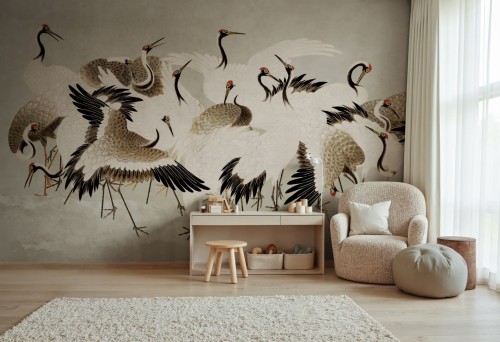 fototapeta tańczące żurawie Rebel Walls R20904 Dancing Cranes Eden Escape