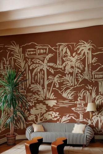 Fototapeta palmy i klasyczna architektura Rebel Walls R21438 Palm Oasis Eden Escape