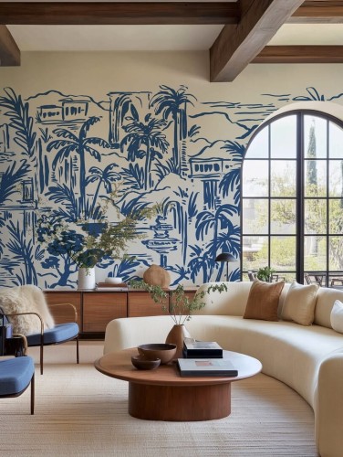 Fototapeta palmy i klasyczna architektura Rebel Walls R21439 Palm Oasis Eden Escape