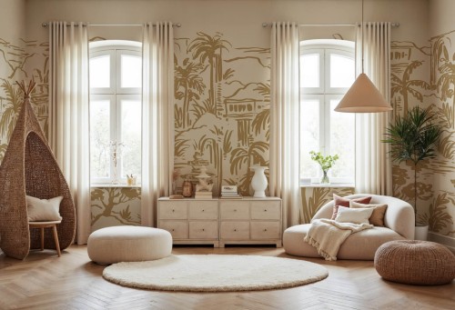 Fototapeta palmy i klasyczna architektura Rebel Walls R21440 Palm Oasis Eden Escape