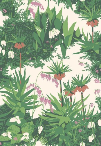 Tapeta letni ogród Boras Tapeter 1386 Arne Jacobsen Kejsarkrona Scandinavian Designers