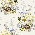 Tapeta łąką i ptasie gniazda Boras Tapeter 1961 Lisbet Jobs Fågelbo Scandinavian Designers