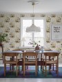 Tapeta łąką i ptasie gniazda Boras Tapeter 1961 Lisbet Jobs Fågelbo Scandinavian Designers