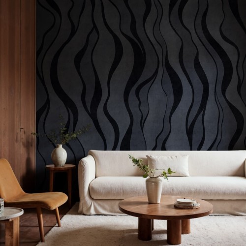 Fototapeta falujące linie Rebel Walls R21094 Gentle Lines Dark Blue Modern Simplicity