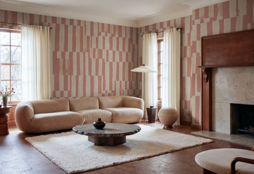 Fototapeta nieregularne bloki i paski Rebel Walls R21114 Broken Stripes Pink Modern Simplicity