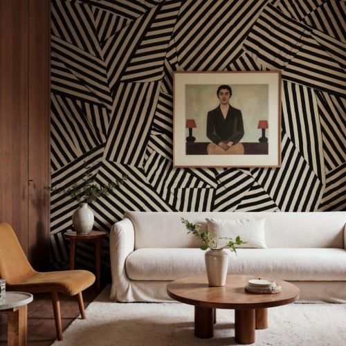 Fototapeta abstrakcyjna geoemtria Rebel Walls R21117 Abstract Weave Black Modern Simplicity