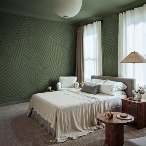 Fototapeta abstrakcyjna geoemtria Rebel Walls R21118 Abstract Weave Green Modern Simplicity