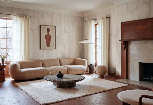 Fototapeta abstrakcyjne pociągnięcia pędzla Rebel Walls R21138 Smooth Brush Beige Modern Simplicity