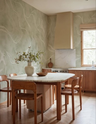 Fototapeta płynne linie Rebel Walls R21140 Soft Curve Green Modern Simplicity