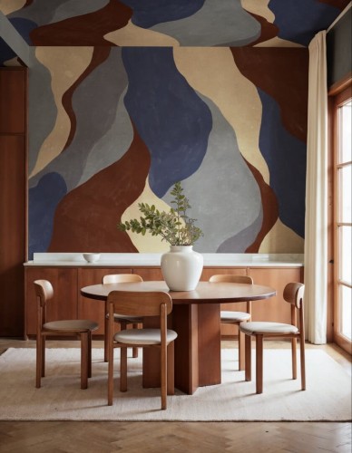 Fototapeta płynne, abstrakcyjne formy Rebel Walls R21762 Flowing Forms Dark Blue Modern Simplicity