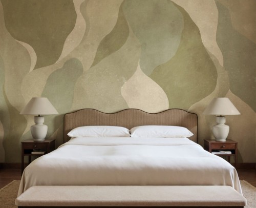 Fototapeta płynne, abstrakcyjne formy Rebel Walls R21764 Flowing Forms Green Modern Simplicity