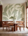 Fototapeta stylizowane liście Rebel Walls R21769 Leaf Sillhouette Green Modern Simplicity