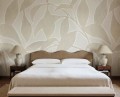 Fototapeta stylizowane liście Rebel Walls R21771 Leaf Sillhouette Beige Modern Simplicity