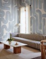 Fototapeta płynne pociągnięcia pędzla Rebel Walls R21777 Drape Brush Blue Modern Simplicity