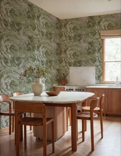 Fototapeta marmur Rebel Walls R21105 Marble Flow Green Modern Simplicity