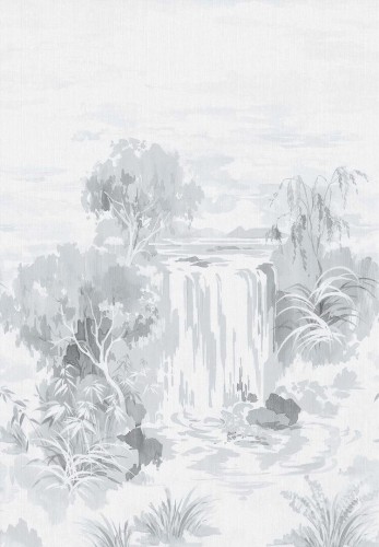 Mural tekstylny lniany z motywem wodospadu i roślinności Carl Robinson CL31900M The Wall