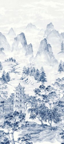 Mural orientalny krajobraz gór i pagód Carl Robinson CL32402M The Wall