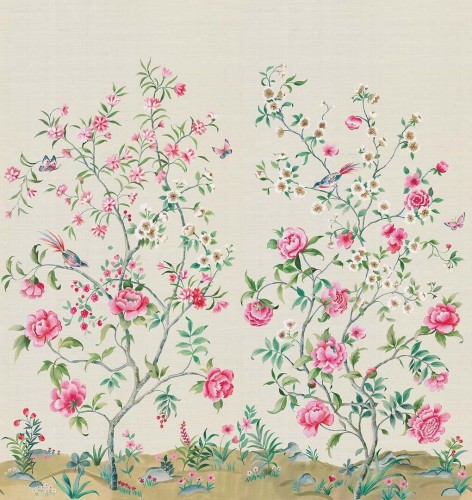 Mural naturalny z włókien sizalu inspirowany chinoiserie Carl Robinson CL33100M The Wall