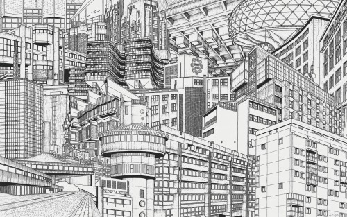 Mural futurystyczna panorama miasta Marburg 48209 Avangarde Belgrade