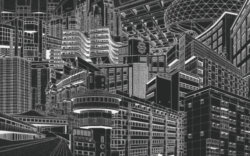 Mural futurystyczna panorama miasta Marburg 48210 Avangarde Belgrade