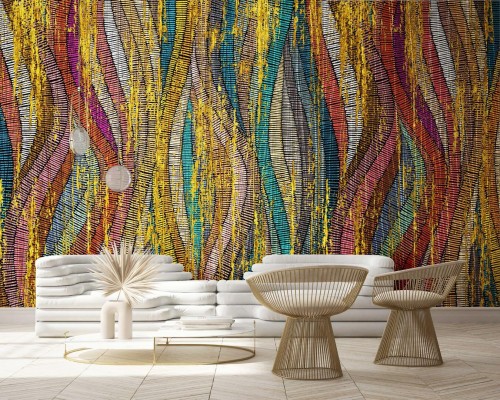 Mural geometryczny na błyszczącej, plisowanej folii Marburg 33797 Papis Loveday Colors of My Life