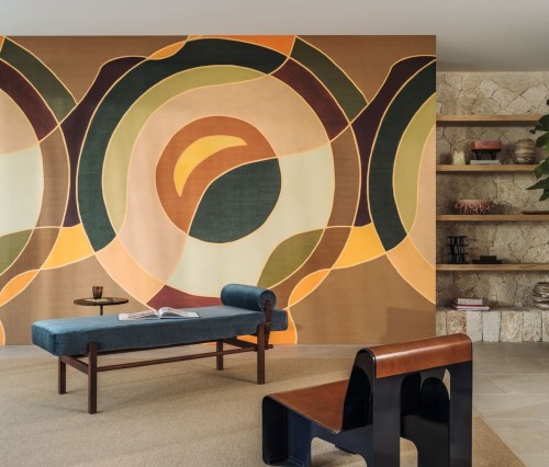 Mural geometryczny Elitis VP 1003 02 Terre Cordes Sensibles x Véronique de Soultrait