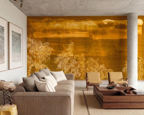 Mural egzotyczna roślinność w artystycznym wydaniu Elitis VP 1043 01 Nosara Madagascar Arrowroot Raw Raffia