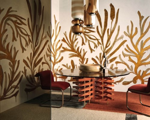 Mural wodorosty na tynku Elitis VP 1005 01 Algues Dorées Kintsugi