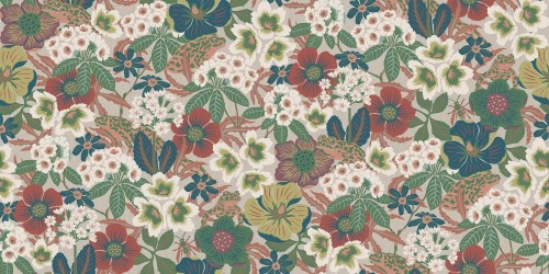 Mural botaniczny - kwiaty i żaby Boras Tapeter Studio 9848W Kvackstepp