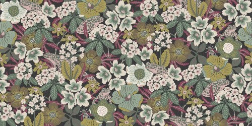 Mural botaniczny - kwiaty i żaby Boras Tapeter Studio 9850W Kvackstepp