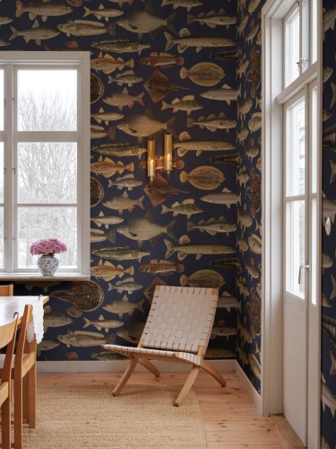 Fototapeta ryby Sandberg S10729 Scandinavian Fishes Dark Blue Heritage