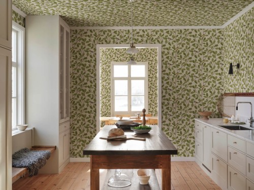 Fototapeta botaniczna - ptaki i liście dębu Sandberg S10732 Waldemar Green Heritage