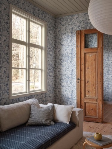 Fototapeta z mitologicznym wzorem Sandberg S10755 Baccus Light Blue Heritage