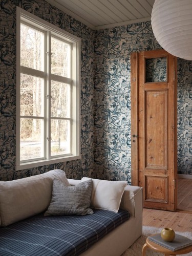 Fototapeta z mitologicznym wzorem Sandberg S10897 Baccus Blue Heritage