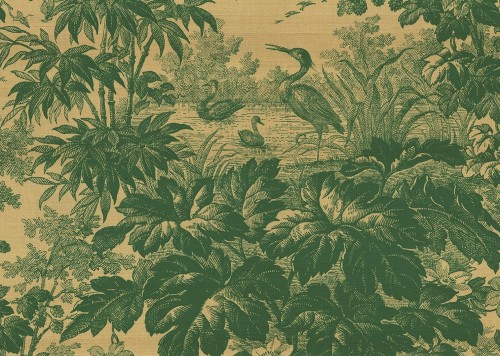 Tapeta tekstylna metaliczna w stylu Toile de Jouy J&V 7261 Toile 505 Grande Corniche